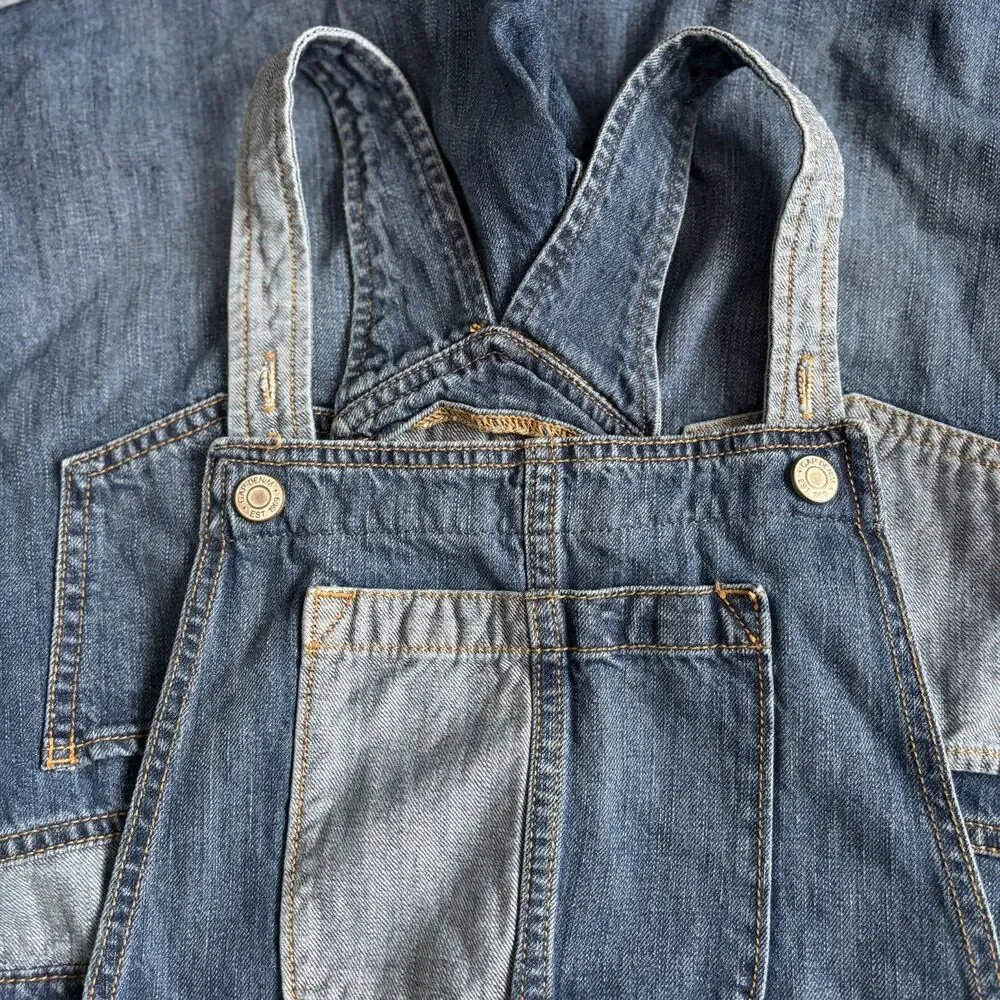 Gap Kids XXL 14 Distressed Denim Short Overalls Bib Shorts Adjustable Straps #14